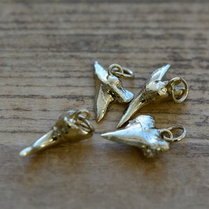 Large Mako Shark Tooth Charm 24k Gold Dipped Brass Shark tooth Supplies Pendant Charm Jewelry Supplies BA103 image 3