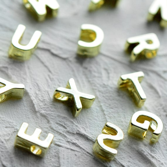 100pcs Mixed Stainless Steel Gold Tiny Letter Initial Charms Alphabet Beads  Pendants for Bracelet Necklace Making