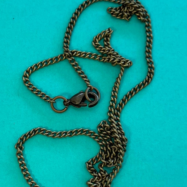3 - 16"  Ready Made Necklace Chains, 1 mm Wide, 16 Inch Long, Antique Bronze, Vintage Jewelry Supplies