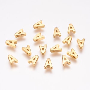 1 - Gold UPPERCASE Alphabet Charm •Shiny 18K Gold Plated• Tiny Delicate Pretty Monogram initial letter (B038)