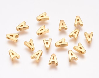 1 - Gold UPPERCASE Alphabet Charm •Shiny 18K Gold Plated• Tiny Delicate Pretty Monogram initial letter (B038)