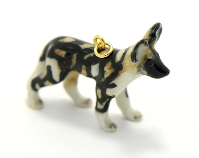 Porcelain African Wild Dog Pendant Hand Painted Hand Made Gift for Her ...