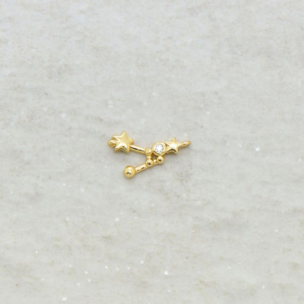 Tiny CANCER Zodiac Sign Constellation Pendant Link 24k GOLD Plated Brass Cubic Zirconia Rhinestone Charm Star Sign Zodiac Charm (AT007)