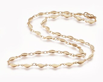 4- 18" 24k GOLD Dipped Surgical Stainless Necklace Chain Thick Chain Dainty Gold Thin Steel Chain Jewelry Making Supply Leaf Chain (AT106)