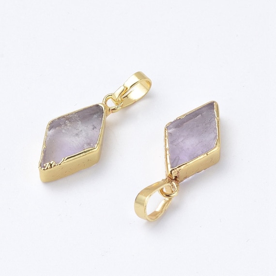 Purple Rounded Faceted Glass Drop Charm 14k Gold-plated Silver Purple Rounded Faceted Glass Drop Charm 14k Gold-plated Silver