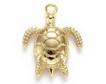 24k GOLD Plated Sea Turtle Charms Turtle Charm Small Turtle Charm Nautical Vintage Style Pendant Charm Jewelry Supplies Sea Creature (P027)