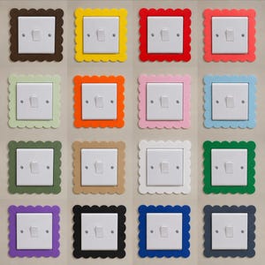 Scalloped 3D Printed Light Switch Surround, UK Home Decor, Shimmery Matt Finish. Light switch decor.