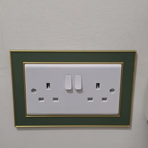 Double Plug socket Light switch surround with line border Dado 2 colour light switch border, light switch cover, 3d printed light switch.