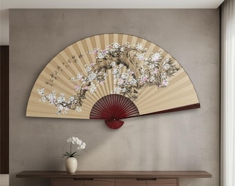 Abanico de flor de cerezo / Abanico de papel de arte japonés / Decoración refrescante de mano