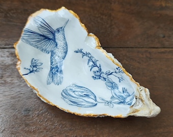 Echte Austernschale dekorativ bemalt, Austern Dekoschale, Austern Schuckschale