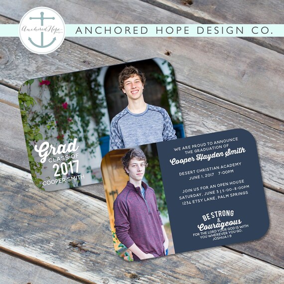 Graduation Announcement Christian High School Graduation Etsy