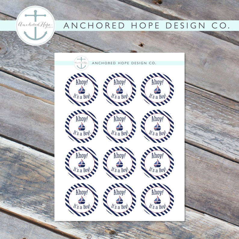 Ships Ahoy Baby Shower Cupcake Toppers Gift Tags Favor Etsy