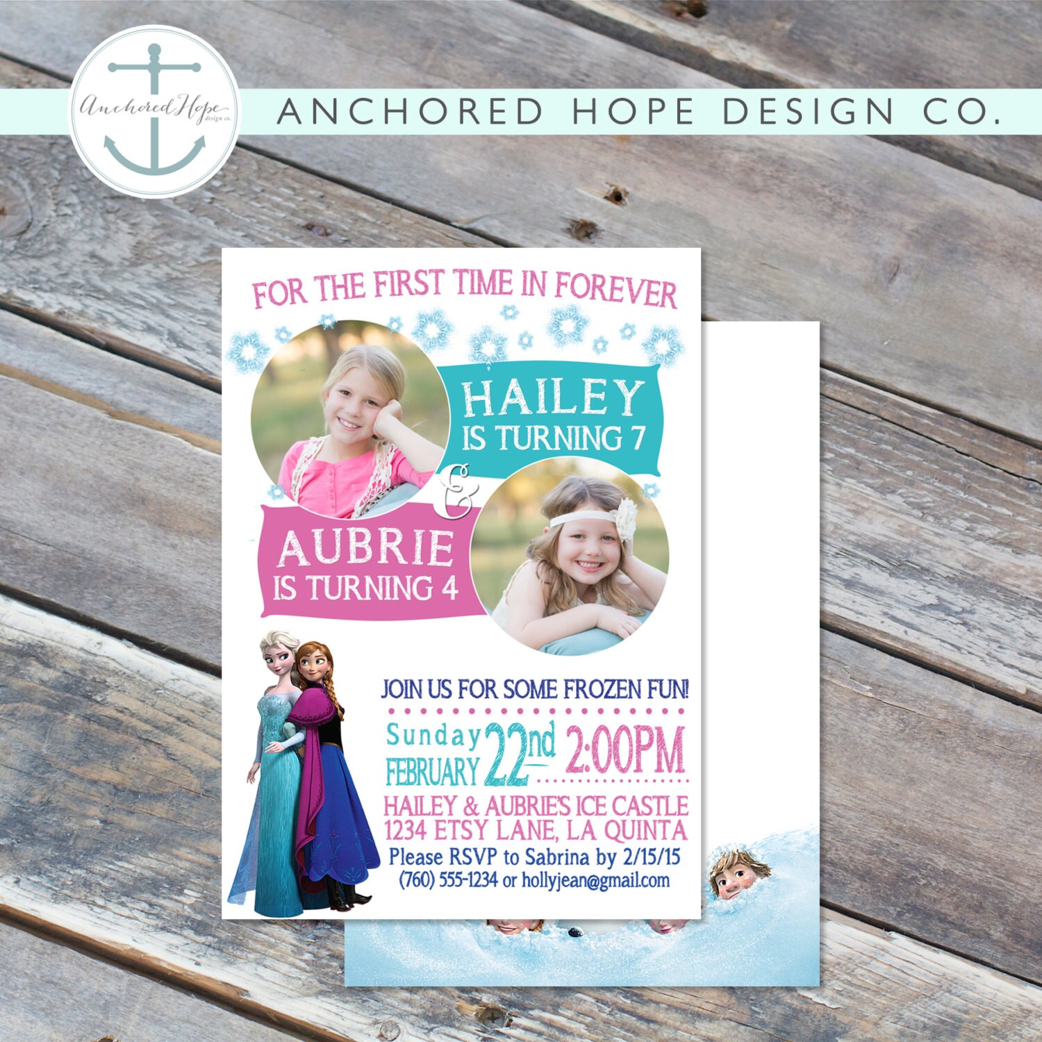 Digital printable file 5x7 frozen joint photo birthday invitation elsa 