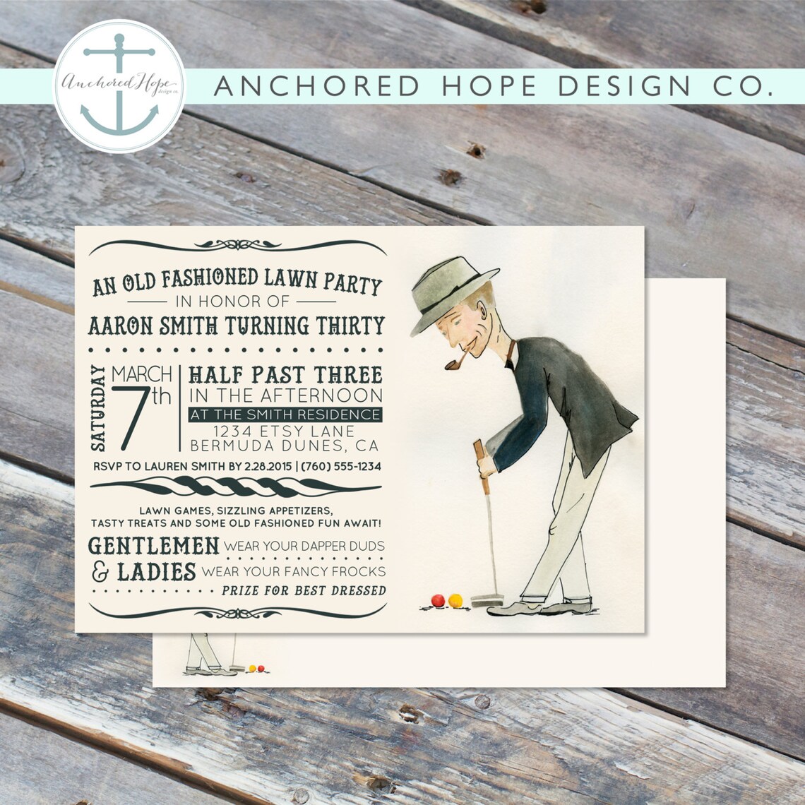 Lawn Party Croquet Birthday Invitation 5x7 Old Fashioned Etsy Australia