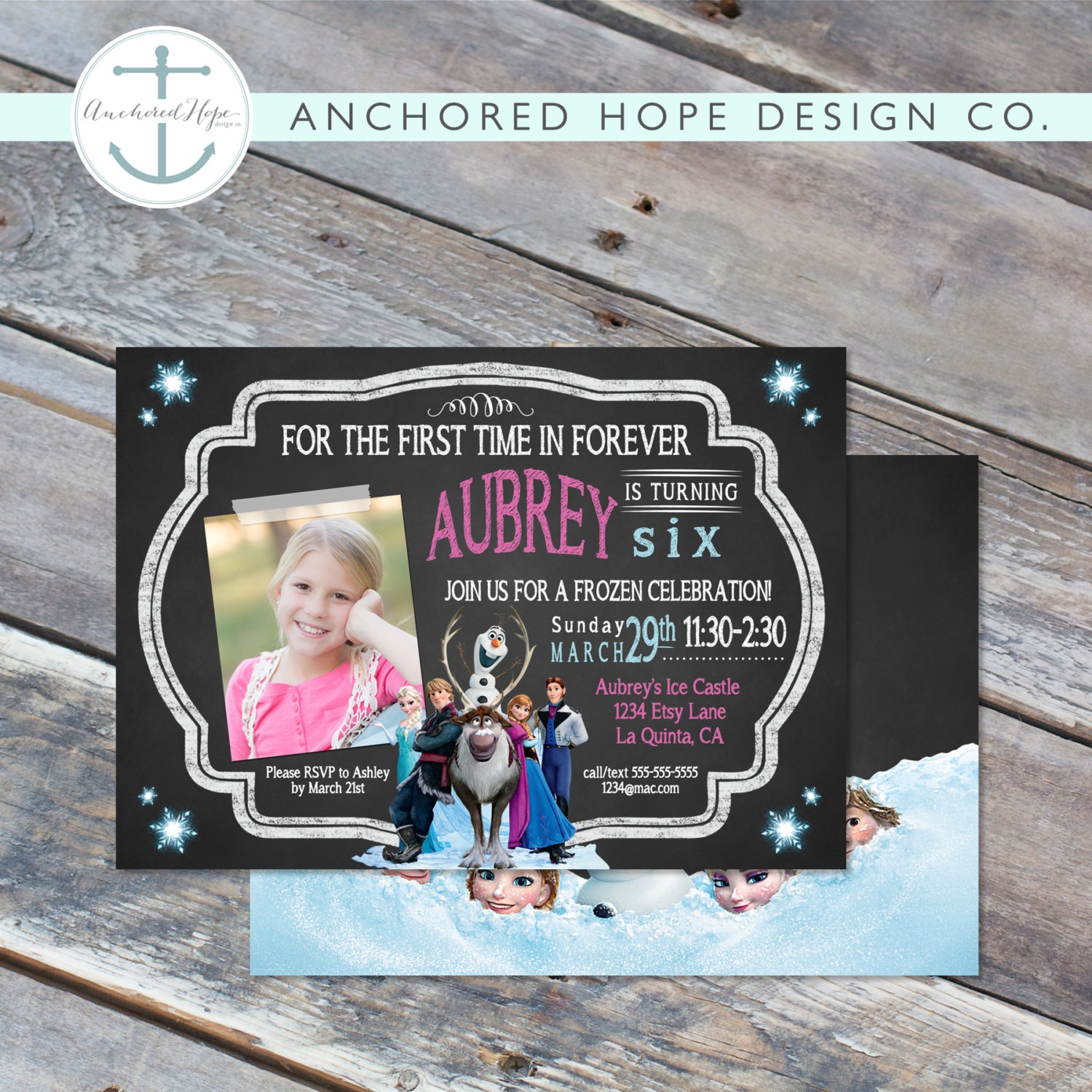 Digital printable file 5x7 frozen joint photo birthday invitation elsa 