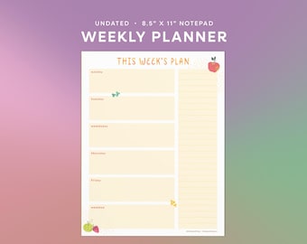 Weekly Planning Notepad | Undated 8.5x11 Vertical Planner Pad with Schedule and Notes Sections | Fresh & Fruity Design