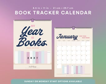 My Year in Books | Dated Wall Calendar with Book Tracker | Sunday or Monday Start, 8.5” x 11” - Bookish Calendar with Reading Tracker