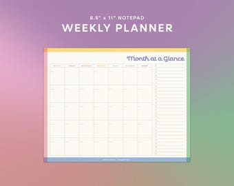 Month at a Glance | 8.5” x 11” Monthly Planner Notepad with Notes Section, Desk Calendar Pad, Tear Off Planner, Minimal Productivity Pad