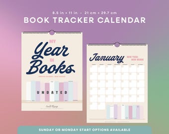 My Year in Books | Undated Wall Calendar with Book Tracker | Sunday or Monday Start, 8.5” x 11” - Bookish Calendar with Reading Tracker