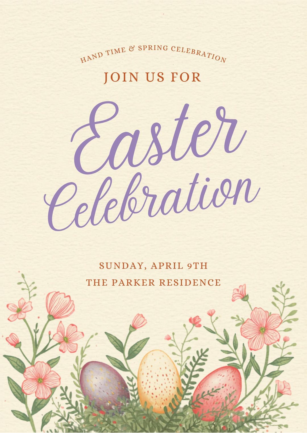Spring Easter Invitation Soft Floral Easter Invitation Template | Elegant Spring Brunch (canva ...