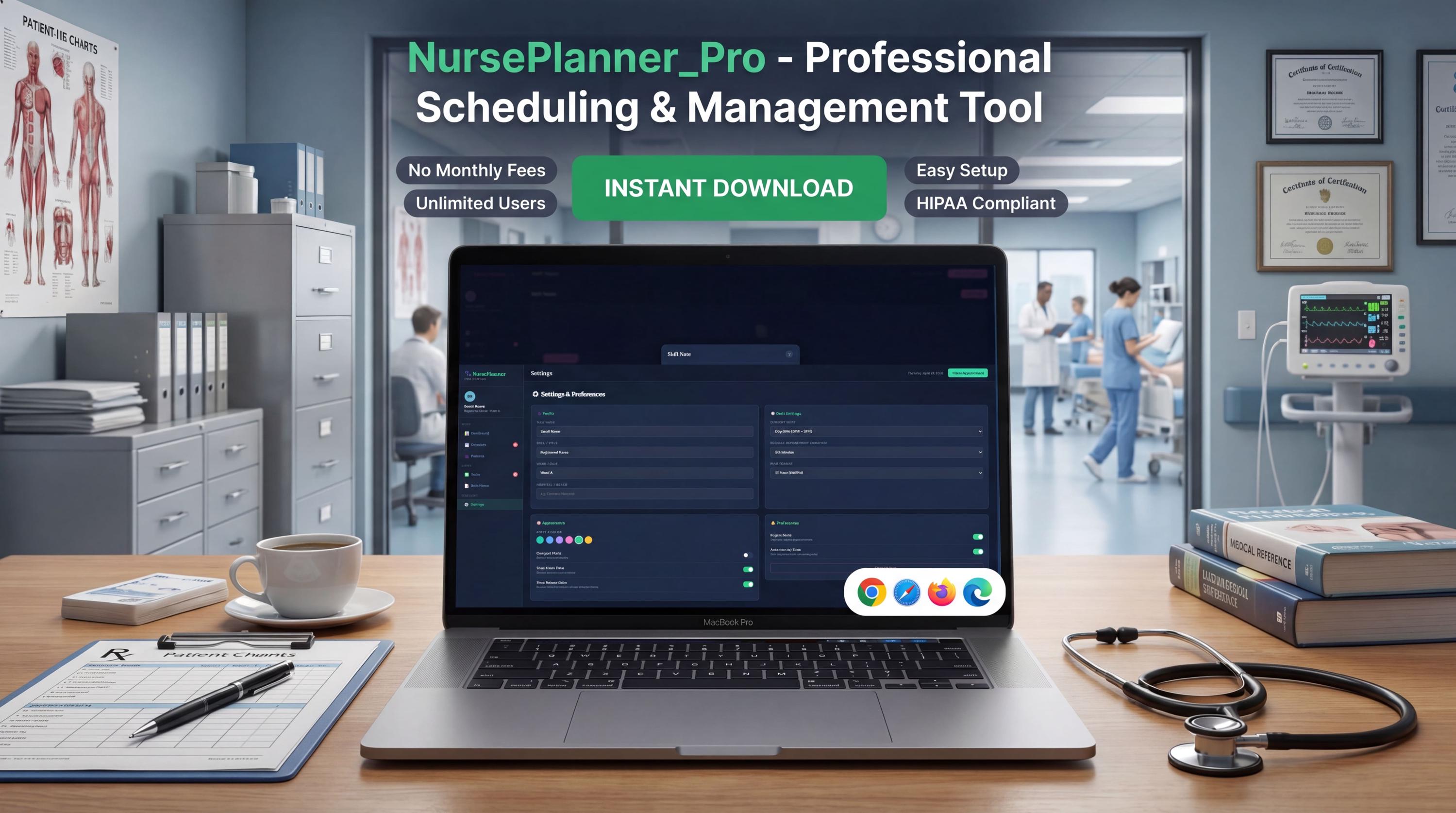 Nurse Task Layout Nurse Planner Pro | Digital Nurse Organizer | Shift Scheduler Patient ...