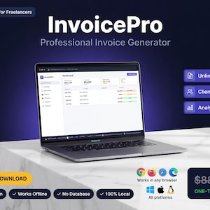 Invoice Generator for Freelancers | No Subscription | PDF Export, Client CRM & Analytics — Instant Download HTML Tool