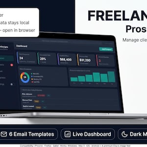 Freelance CRM Prospect Tracker | HTML Template | No Subscription | Client Management | Kanban Board | Works Offline | Digital Download