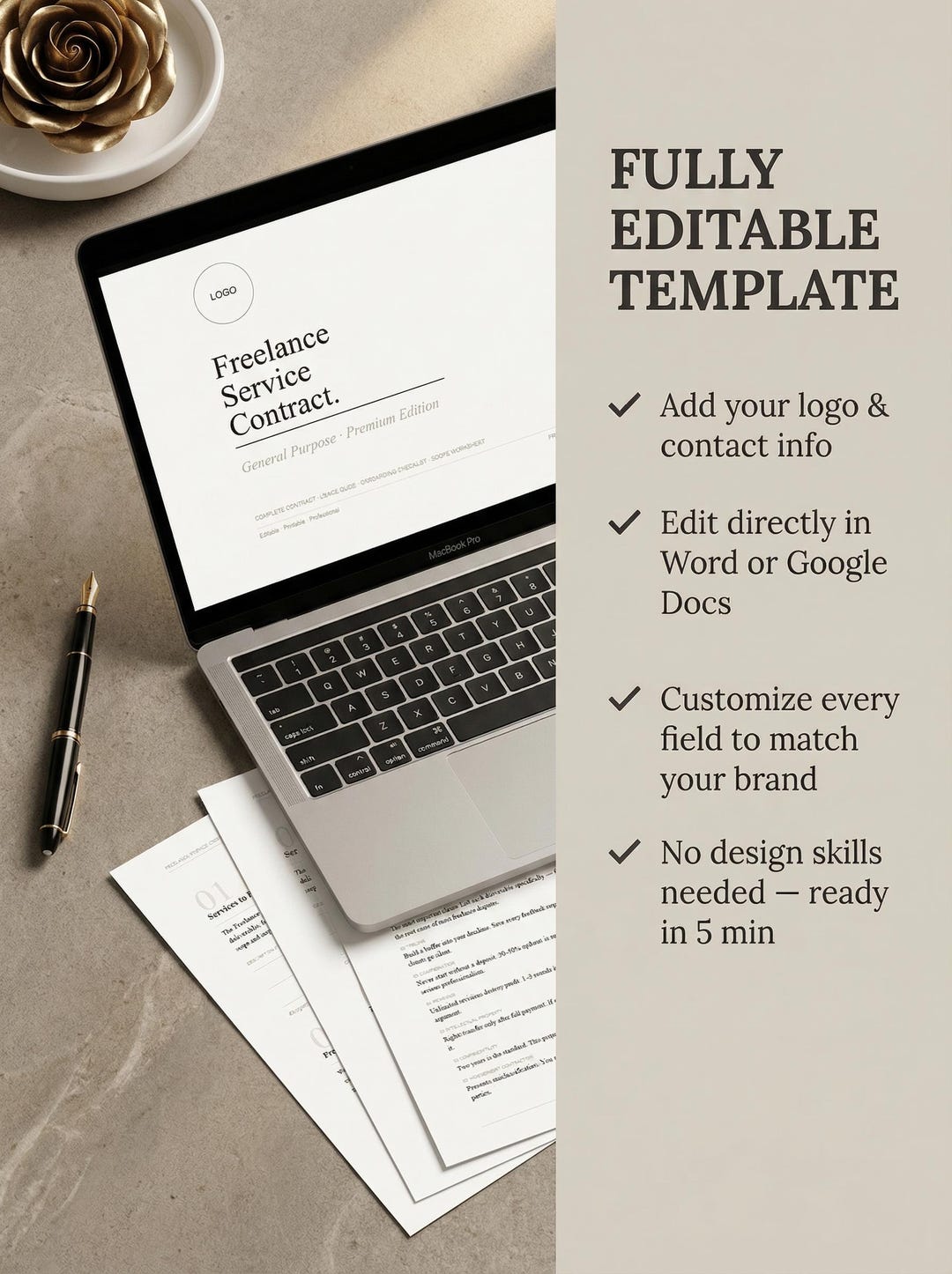Freelance Service Contract Template PDF | Editable Freelancer Agreement ...