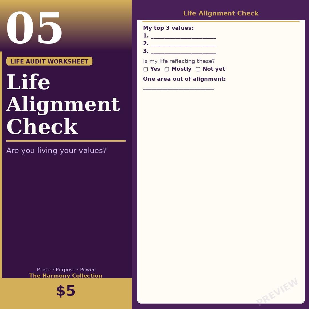 Life Alignment Check Printable | Self Assessment Worksheet (PDF ...