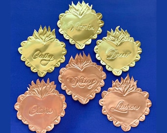 Embossed Tin Sacred Heart Milagro Name Place Cards