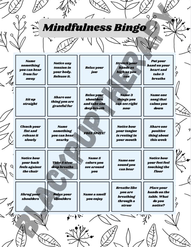 Mindfulness Bingo Game | Printable Therapy Activity for Kids, Teens ...