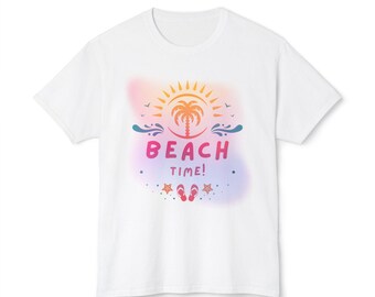 Beach Time T-shirt | Palm Tree Sunset Graphic, Summer Vibes