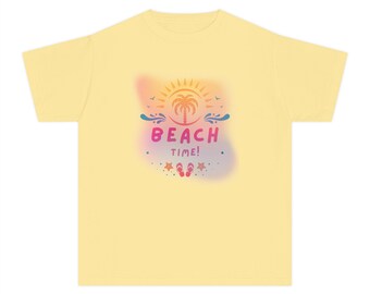 Beach Time palm tree sunset Youth Tee | summer vacation surf design