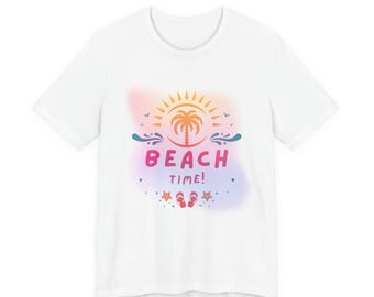 Beach Time palm tree tee | Summer graphic shirt, pastel sunset waves