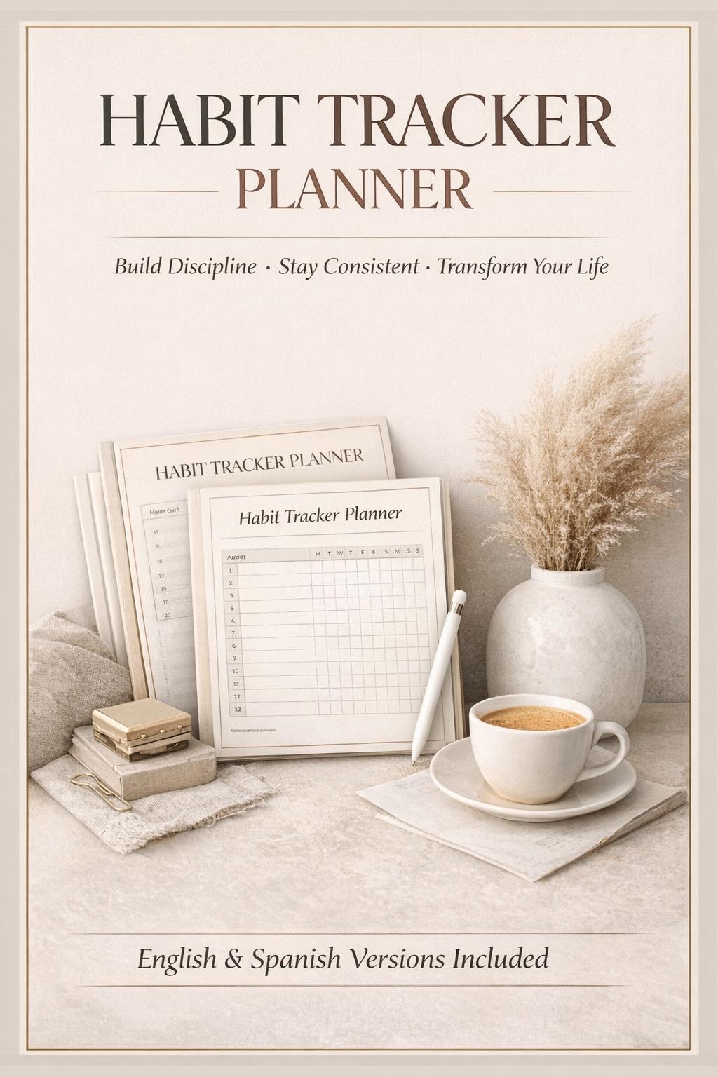 Habit Tracker Printable PDF | Daily Weekly Monthly Planner | Minimalist ...