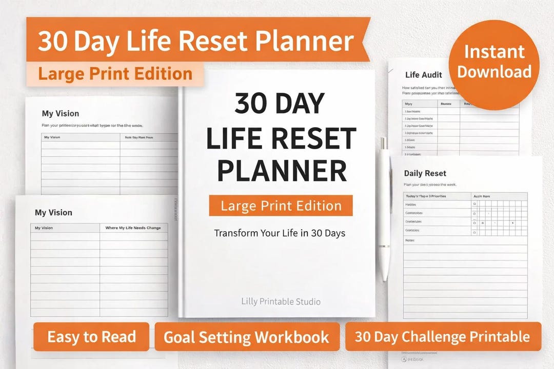 30 Day Life Reset Planner | Goal Setting Workbook | 30-day Challenge ...