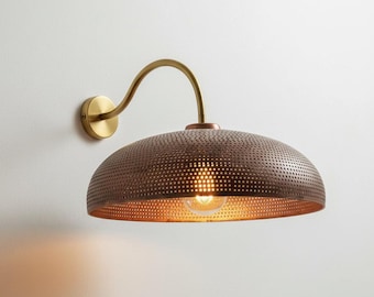 Vintage Kupfer Wandleuchte | Rustikale Bauernhaus Messingverzierung Leuchte, Außenleuchte