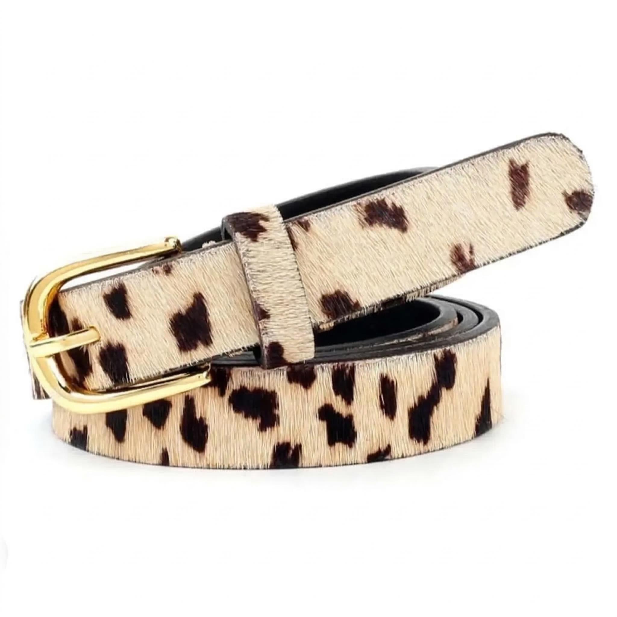 Cabi Leopard Print Cow Fur Belt Size L animal-print-belt-pink-leopard  main image 2