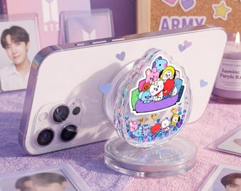 BT21 Character Phone Grip, Cute Kpop Pop Socket, RM Jungkook Jimin Suga Jin J-Hope Fan Gift, Phone Holder