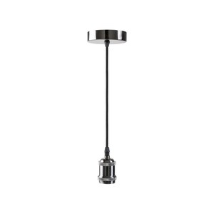 Chrome finish pendant light cord with ceiling mount