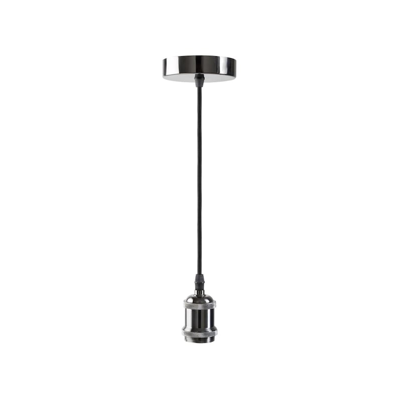 Chrome finish pendant light cord with ceiling mount