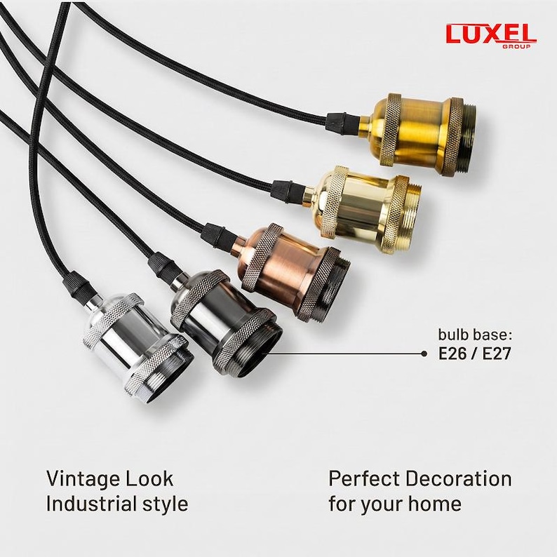 Pendant light cords in multiple metal finishes and colors