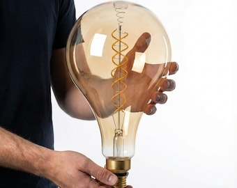 Large Gold Tint G160 Edison Bulb, Vintage Dimmable Filament Pendant Light