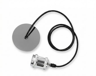 Pendant Light Cord Kit E26 Socket Black Fabric Ceiling Canopy Fixture