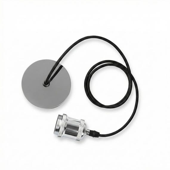 Pendant Light Cord Kit E26 Socket Black Fabric Ceiling Canopy Fixture
