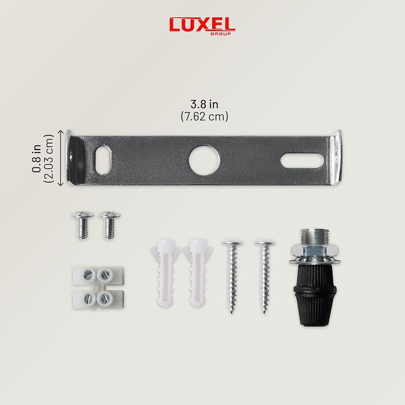 Pendant light kit components including screws and mounting parts