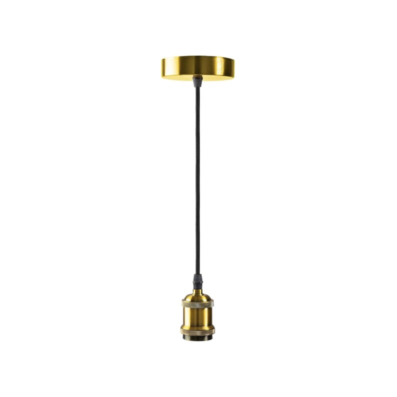 Gold finish pendant light cord with ceiling mount