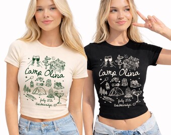 Camp Bachelorette Shirt Custom Camping Bachelorette Crop Top Outdoor Mountain Bride Baby Top Retro Lake Bridal Party Raglan Hiking Bach Tank