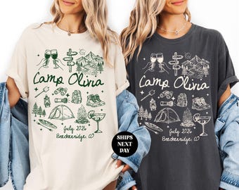 Camp Bachelorette Shirt Custom Camping Bachelorette TShirts Outdoor Mountain Bride Tee Retro Lake Bridal Party Hiking Bach Comfort Colors®