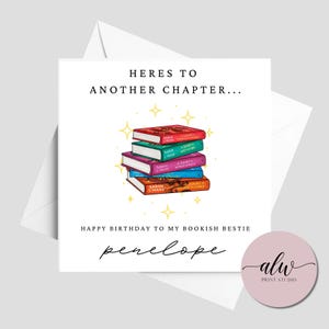 Personalised Bookstack Birthday Card, Whimsical Fantasy Romantasy Bookish Booktok Book Lovers